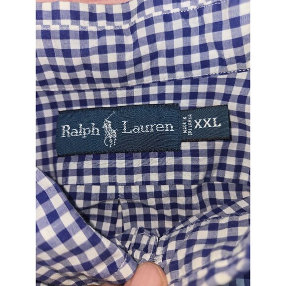 Ralph Lauren Mens Blue Gingham Long Sleeve Dress Shirt XXL Cotton - Picture 5 of 8
